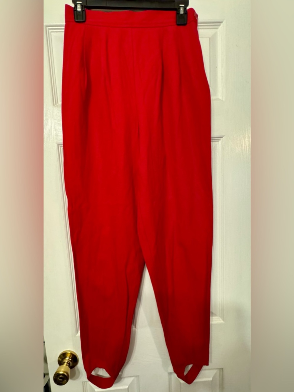 Vintage Red High-Waist Women's Stirrup Pants